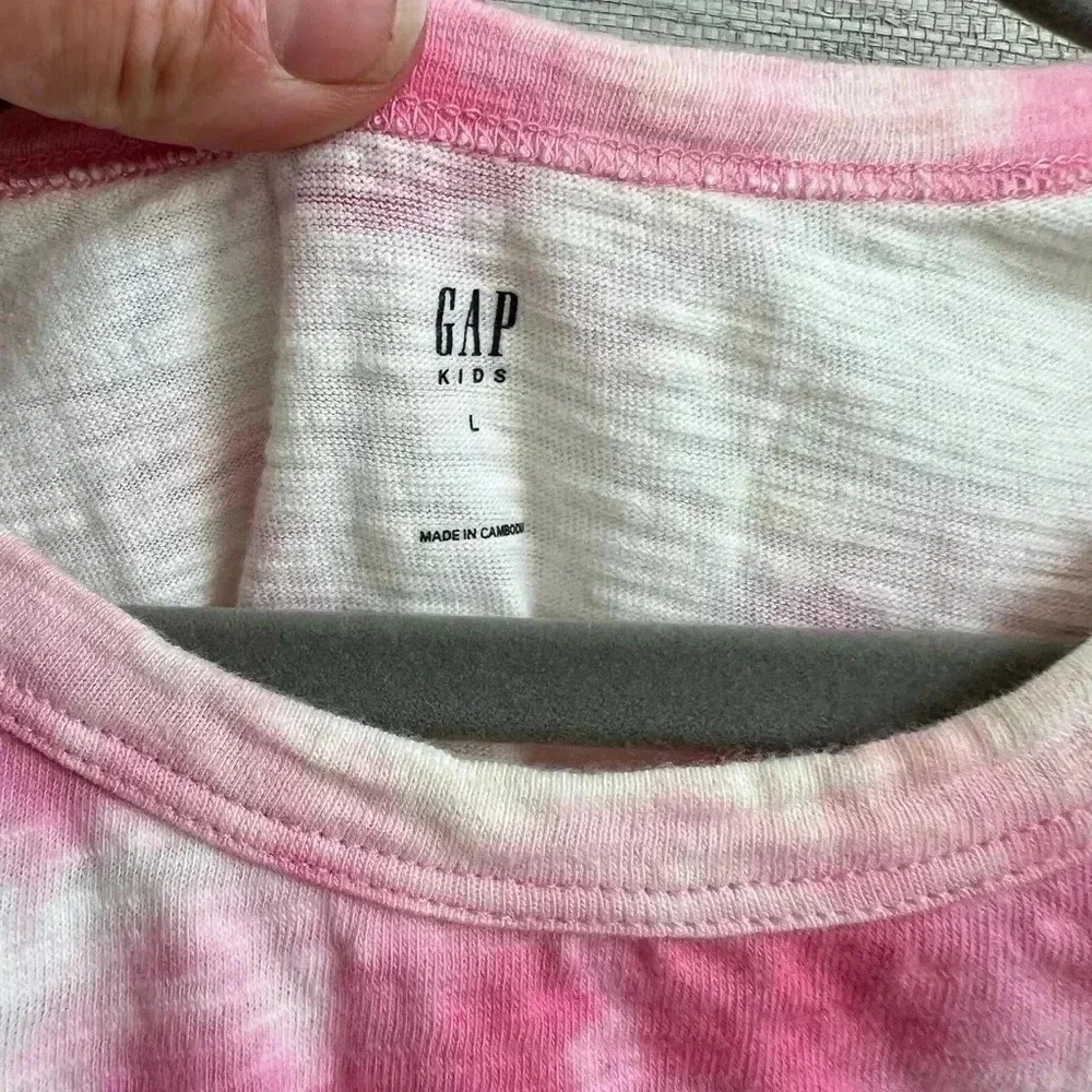 Gap kids girls large pink white tie dye tie dye dress short sleeve
